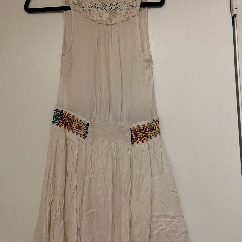 Free People Embroidered Mini Tunic Dress || Boho 70’s Cottagecore Prairie - Picture 2 of 3